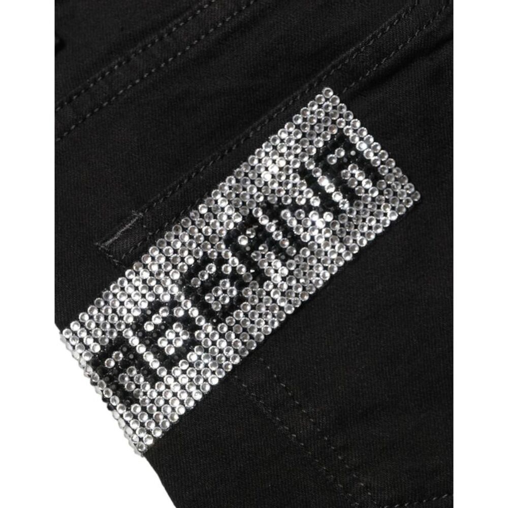 Dolce & Gabbana Black Grace Rhinestone HighWaist Denim Women's Jeans